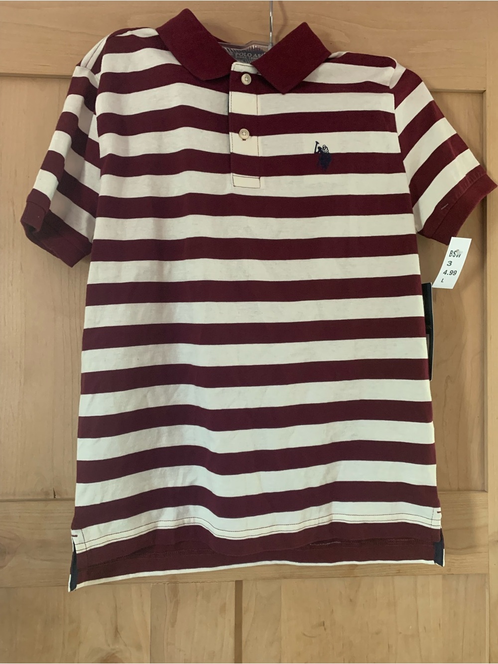 U.S. Polo Assn. Boys Maroon and White Striped Polo Shirt